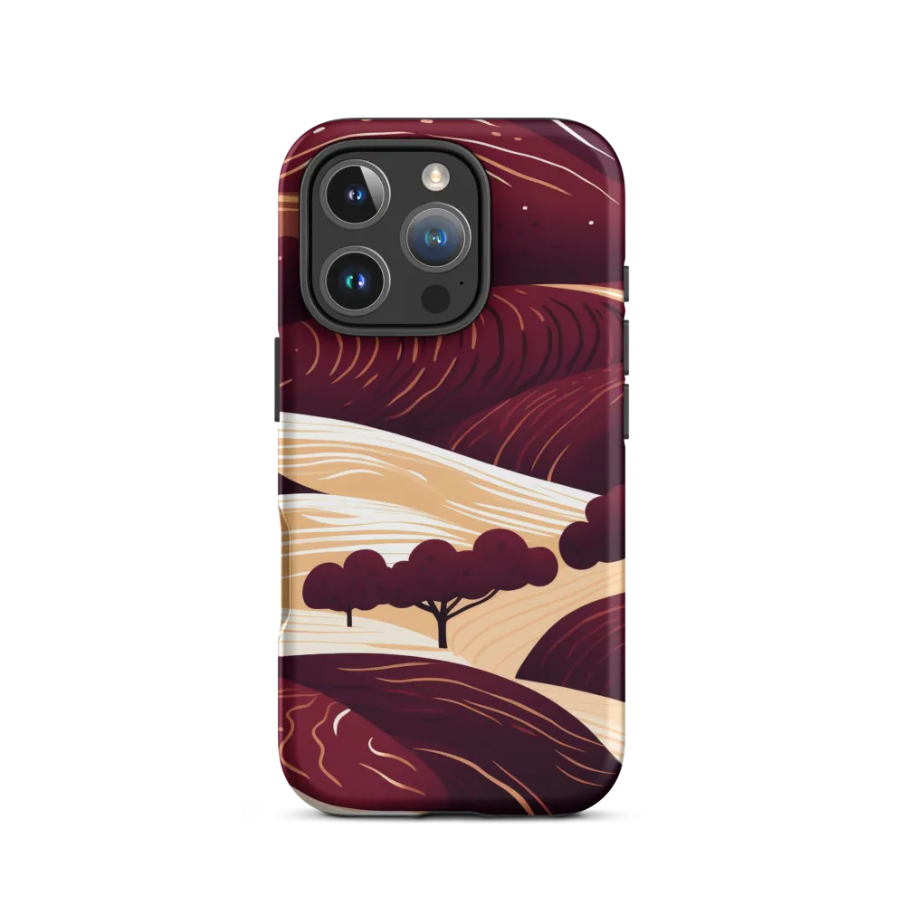 Stylized Landscape with Hills and Trees | Phone Case