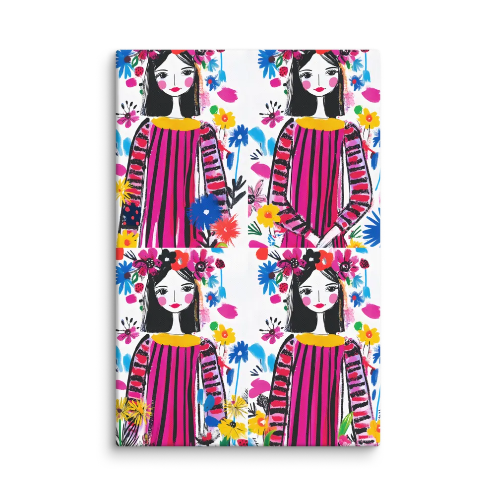 Petals and Stripes 
 Canvas | 30″x 30″