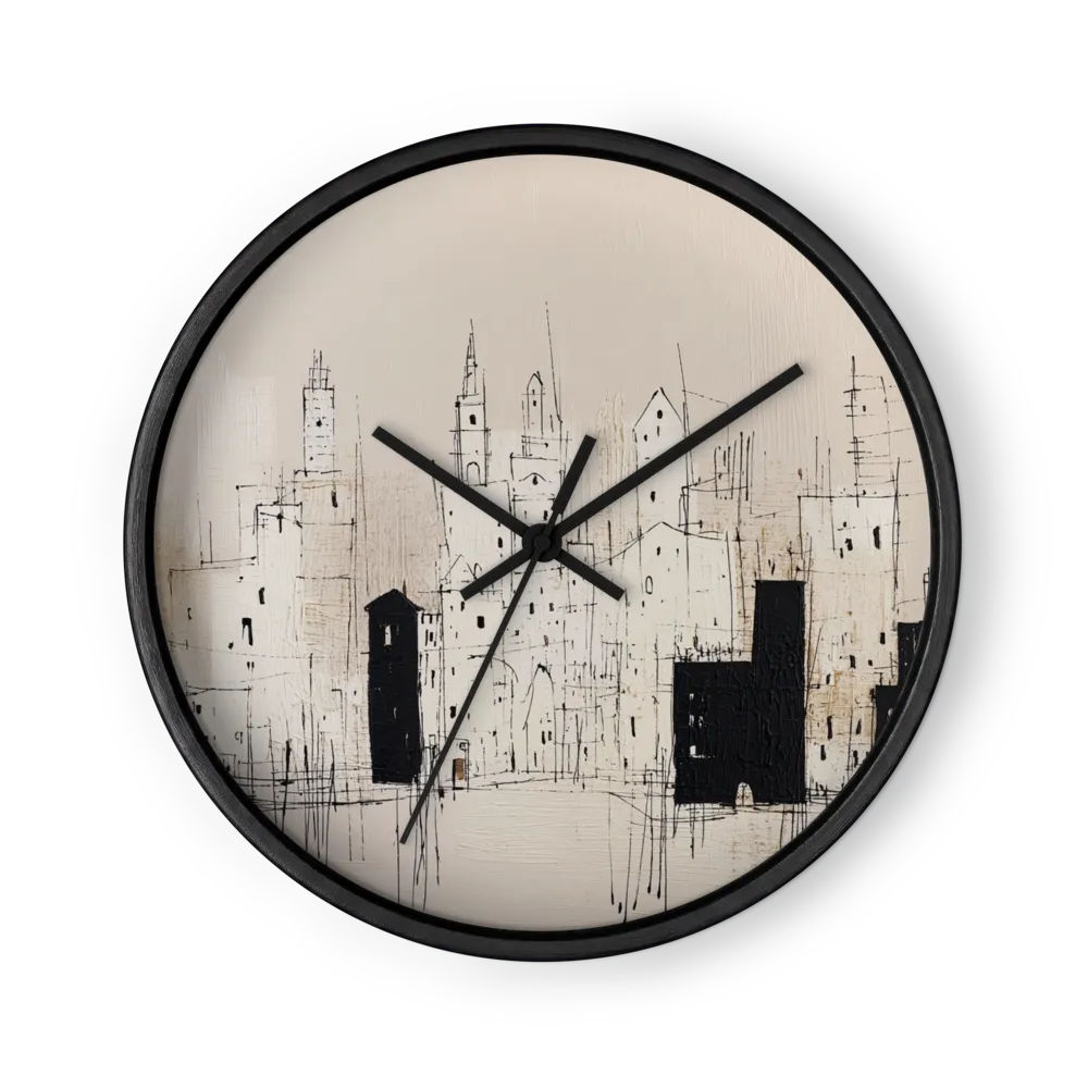 Monochrome Urban Skyline | Wall Clock