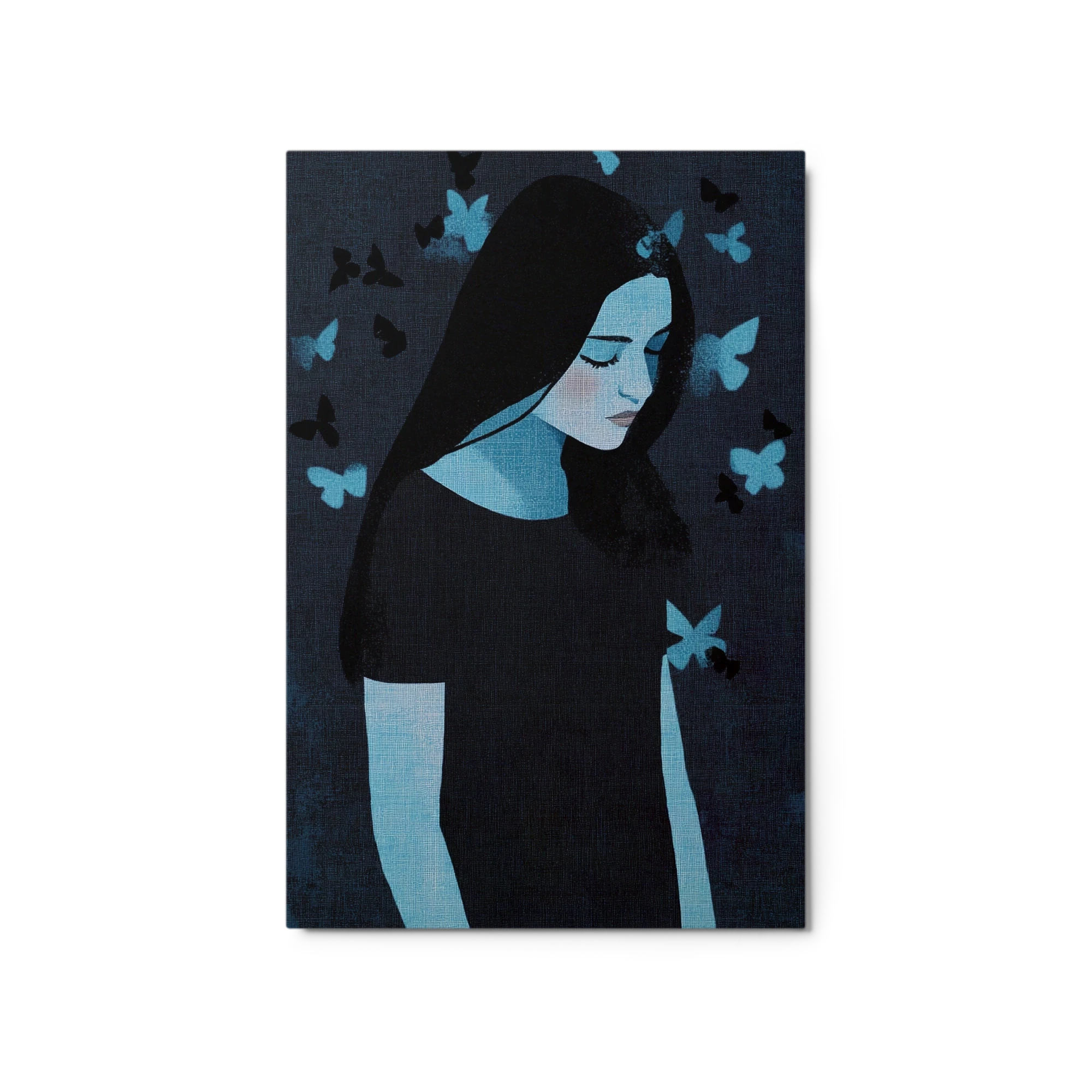 Melancholic Female Figure with Butterflies
