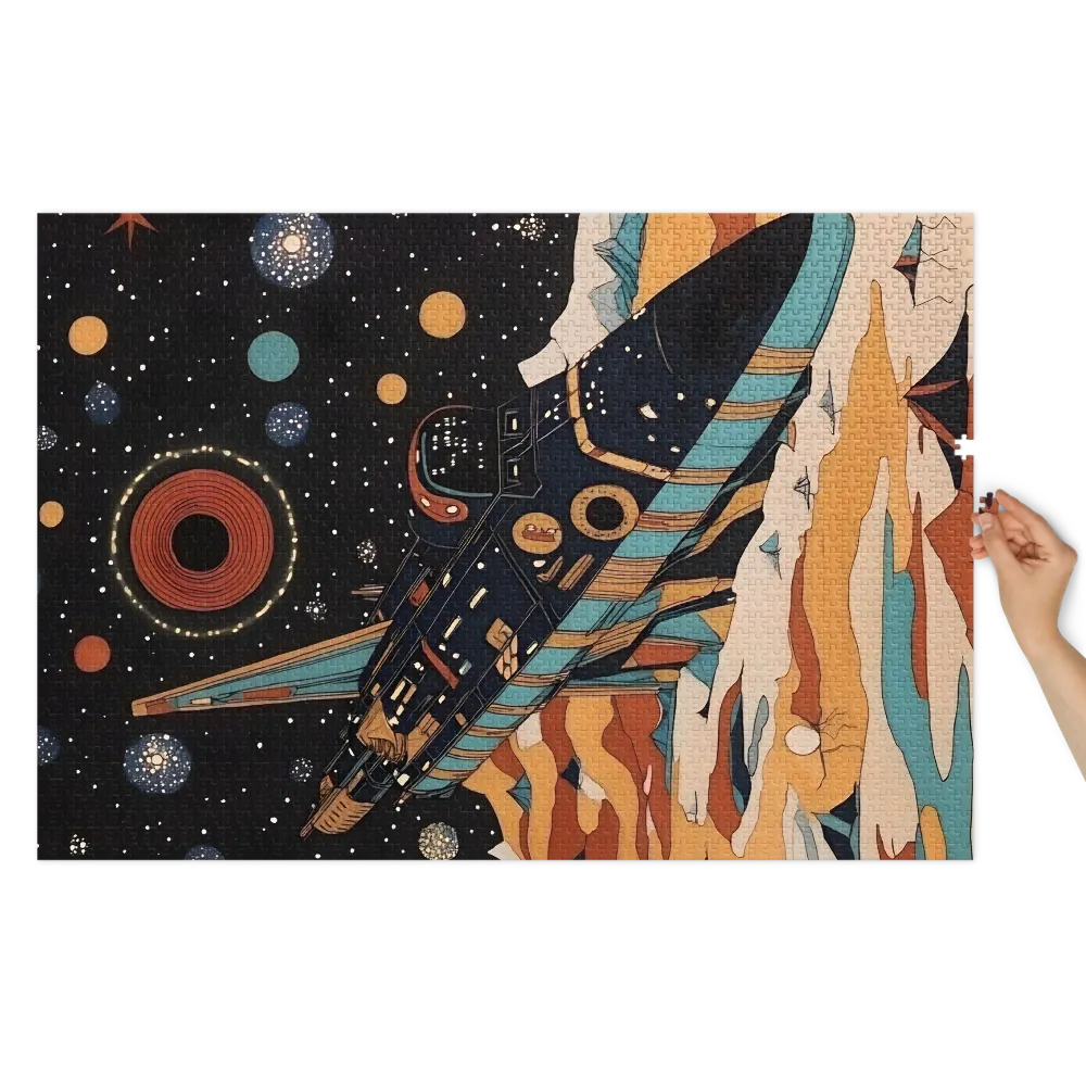 Futuristic Spaceship in a Cosmic Landscape | Jigsaw Puzzle (252/520 pieces)