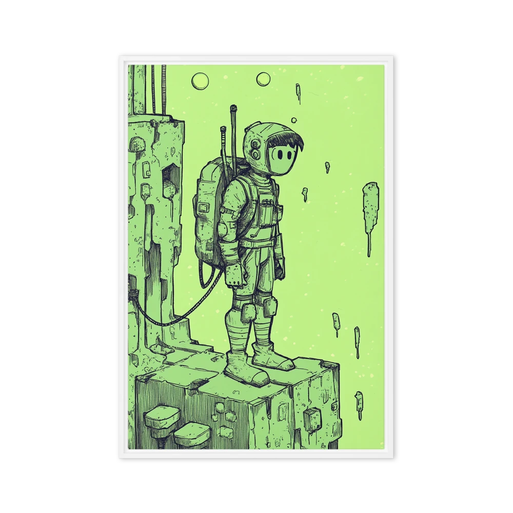 Solitary Astronaut in Lime Green Cosmos | Art Print