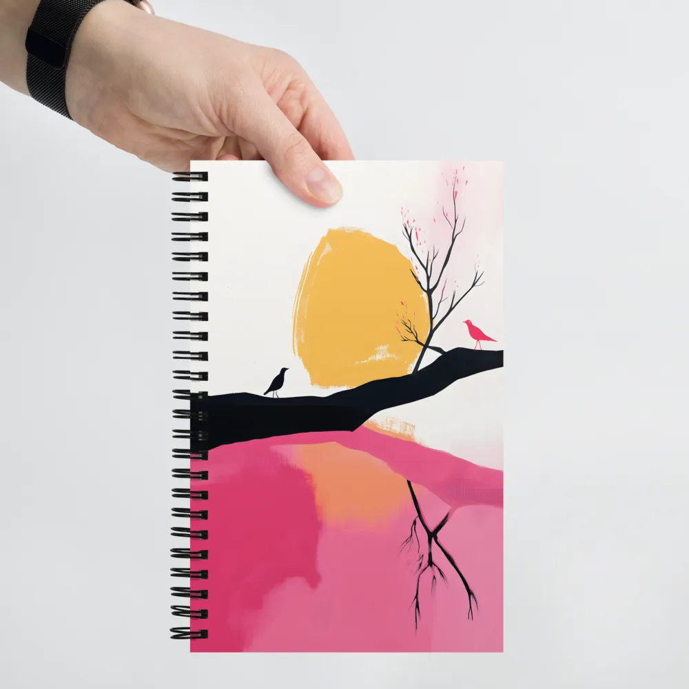 Pink Sunset Birds Reflection 
 Spiral Notebook | 140 pages