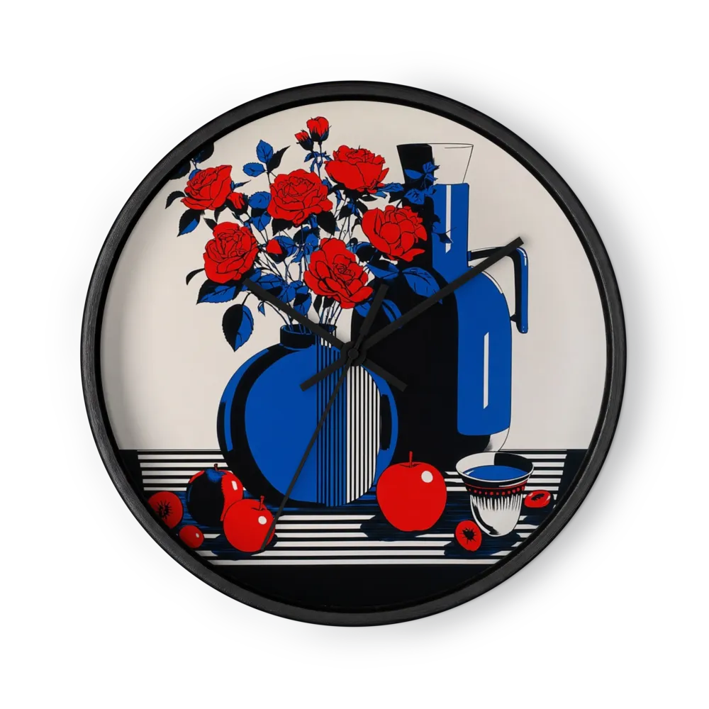 Roses and Blue Vases | Wall Clock