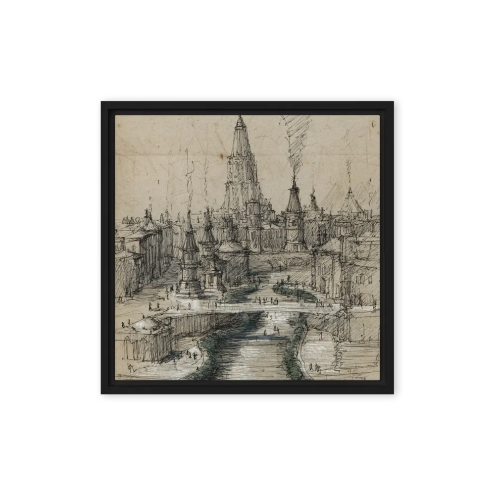 Spire and Canal 
 Canvas | 32″x 32″