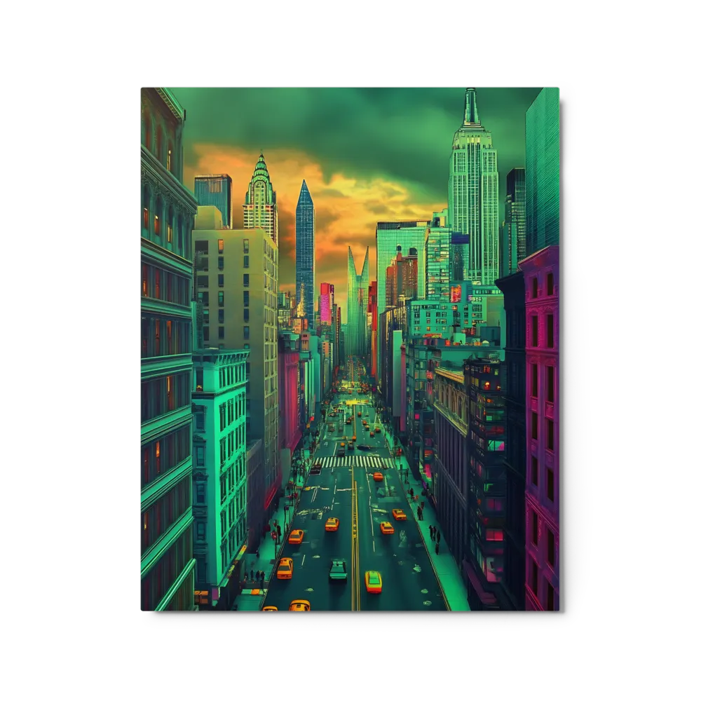 Neon Metropolis Streets 
 Poster with White Frame | 12″x 12″