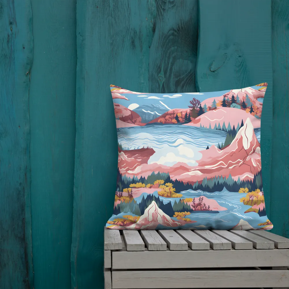 Fantastical Mountain Lake 
 Pillow Case | 20″×12″