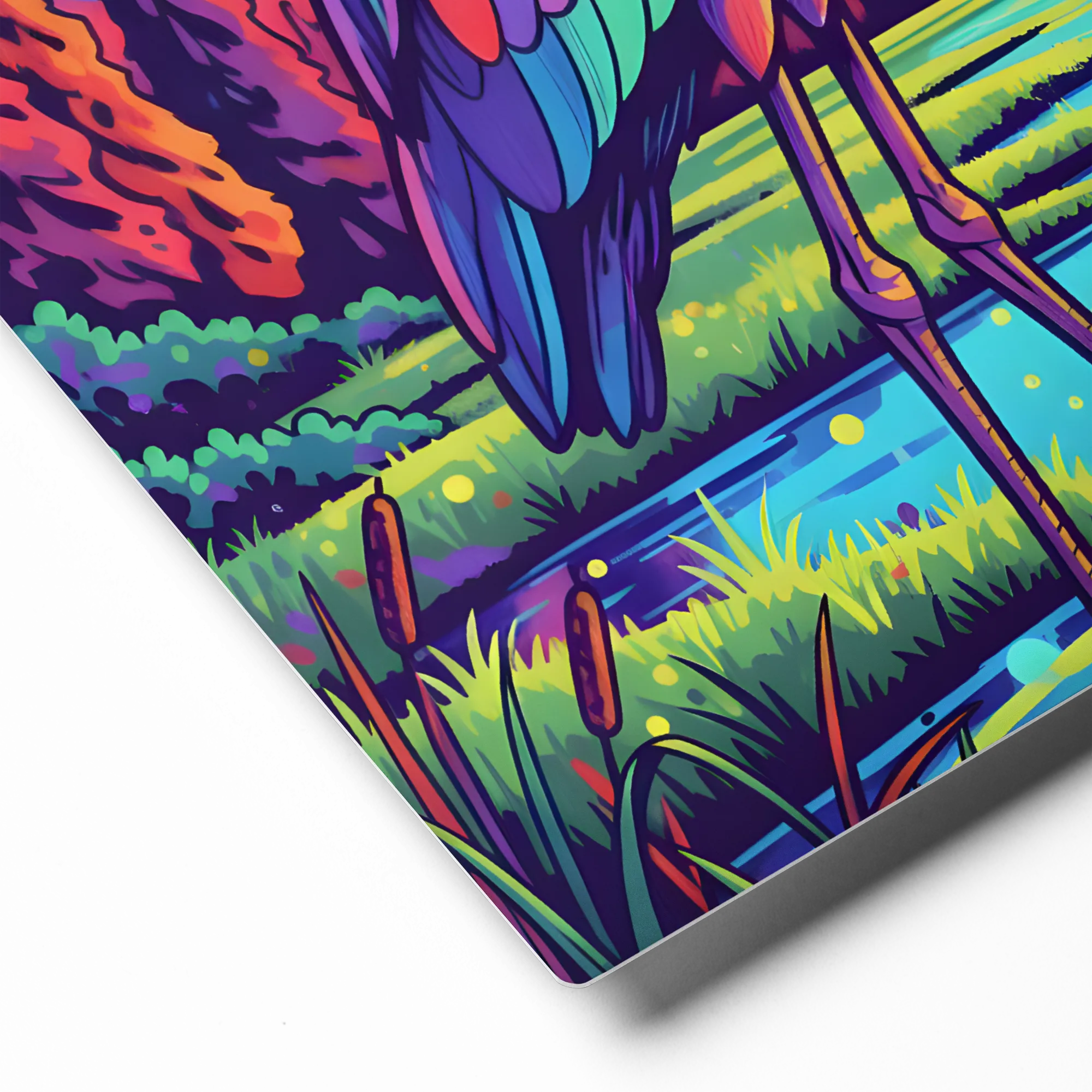 Neon Heron 
 Canvas with Black Frame