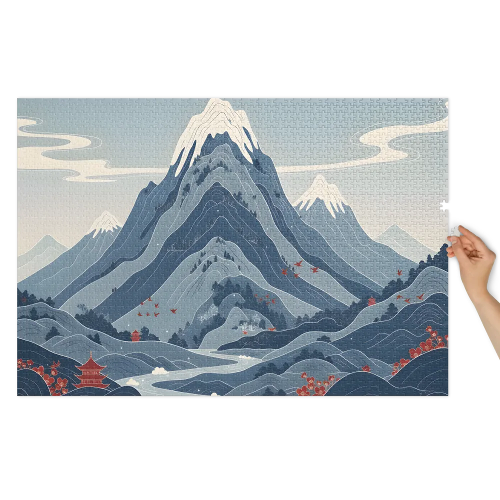 Tranquil Ukiyo-e Mountains | Jigsaw Puzzles