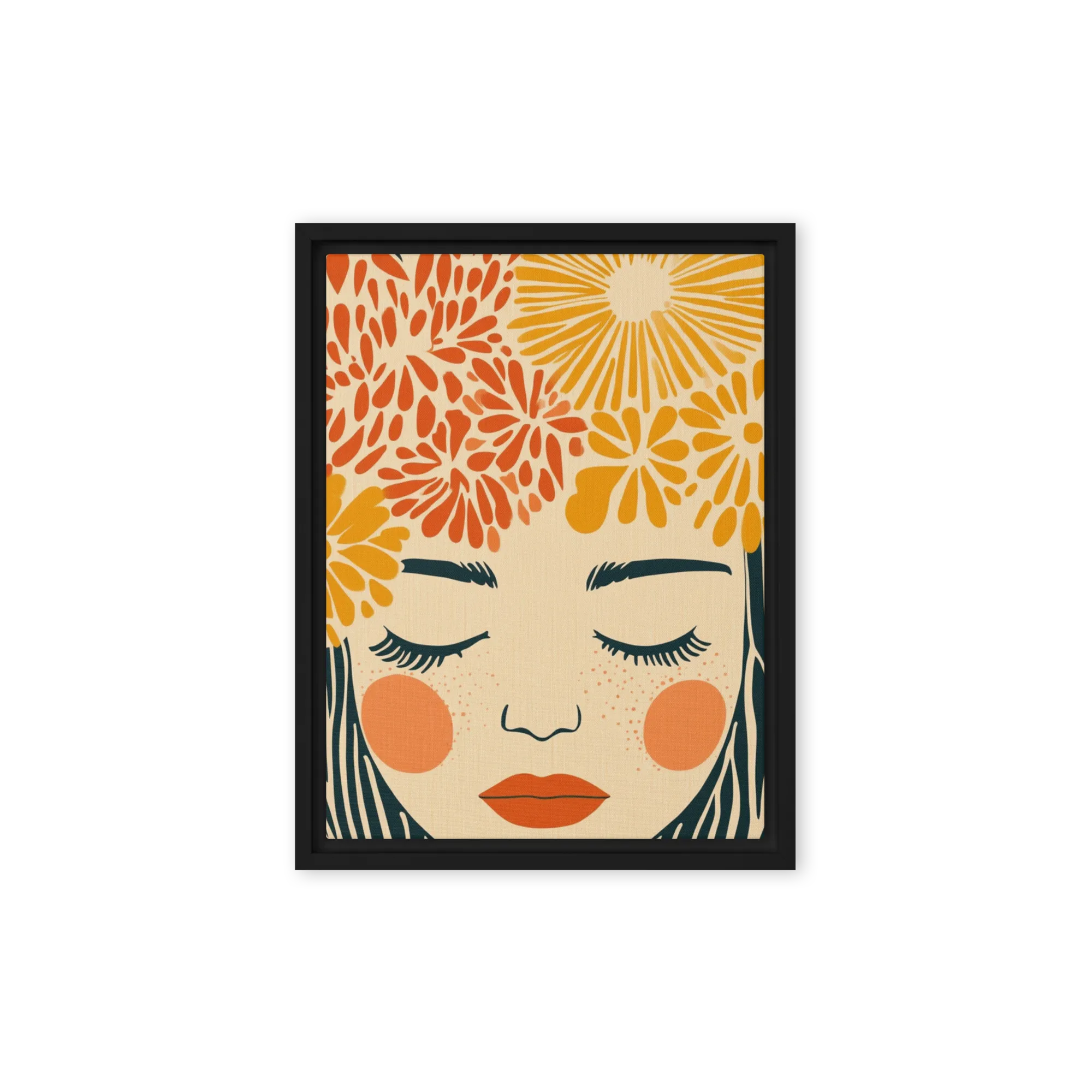 Serene Autumn Bloom 
 Canvas with White Frame