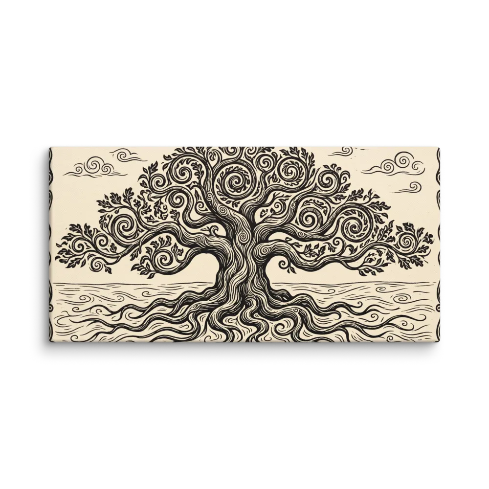 Tree of Life Woodcut 
 Canvas | 12″x 24″