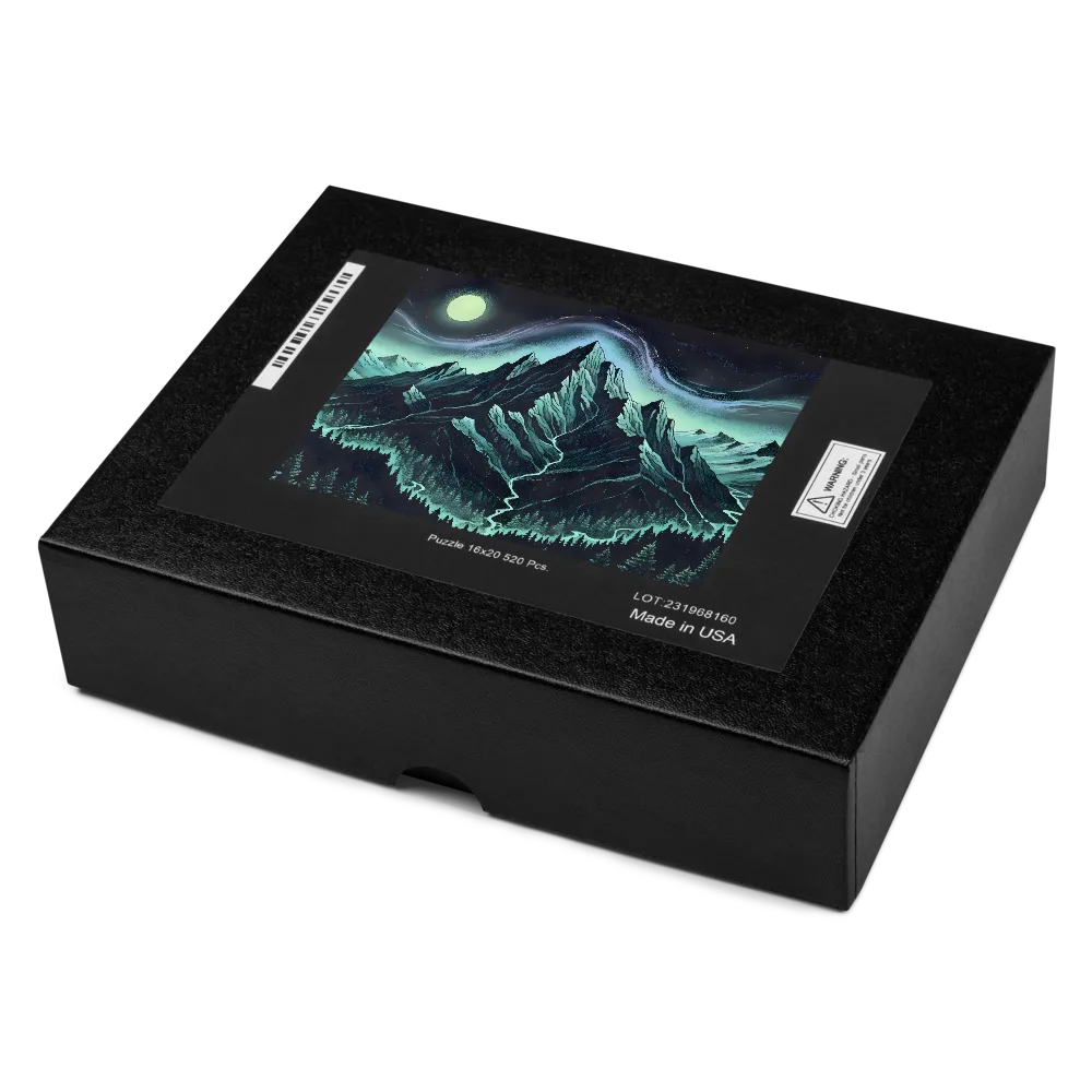 Stippled Mountain Aurora 
 Jigsaw Puzzle in Tin Box
