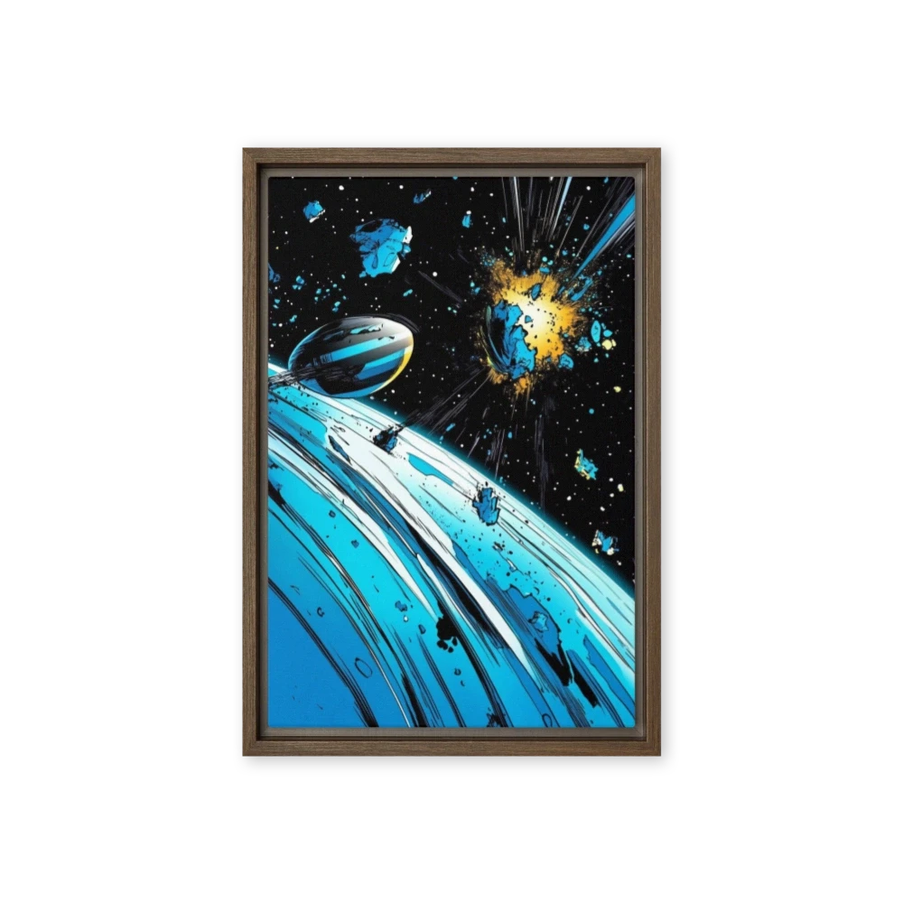 Futuristic Space Scene with Exploding Planet