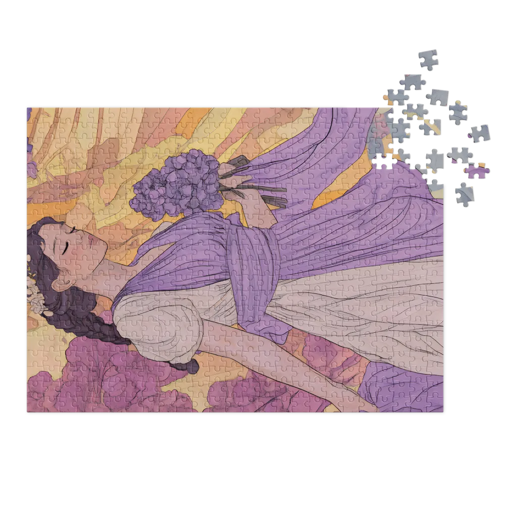 Illustration of Woman Holding Flowers