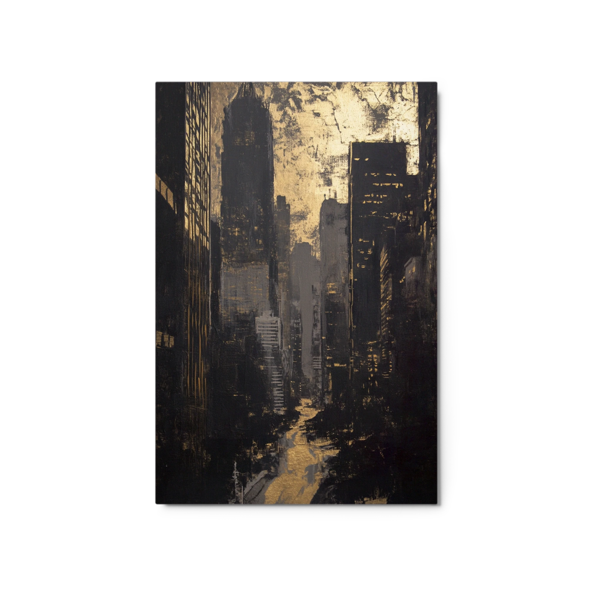 Abstract Cityscape in Black and Gold