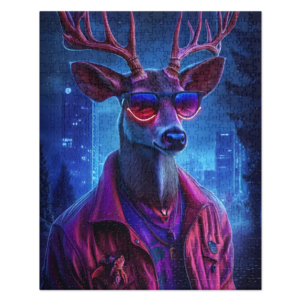 Cyberpunk Stag 
 Jigsaw Puzzle in Tin Box