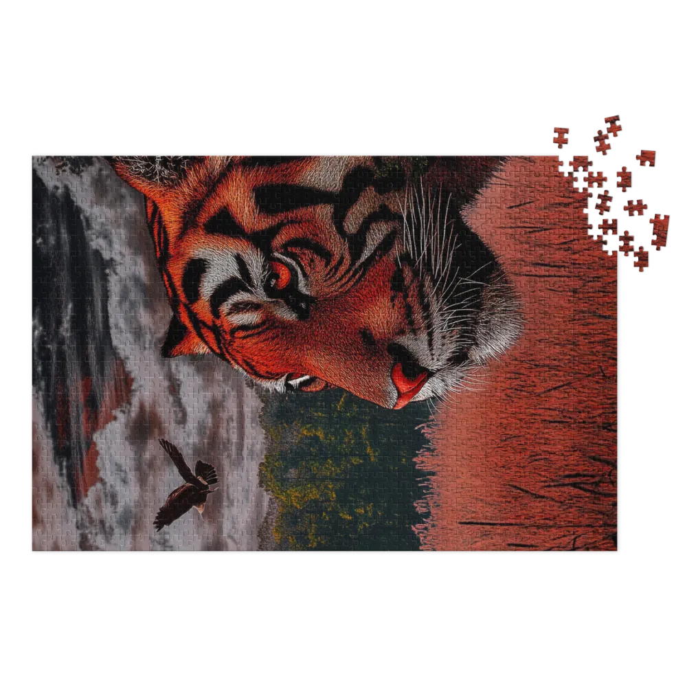 Tiger Portrait Against Dramatic Landscape | Jigsaw Puzzle (252/520 pieces)