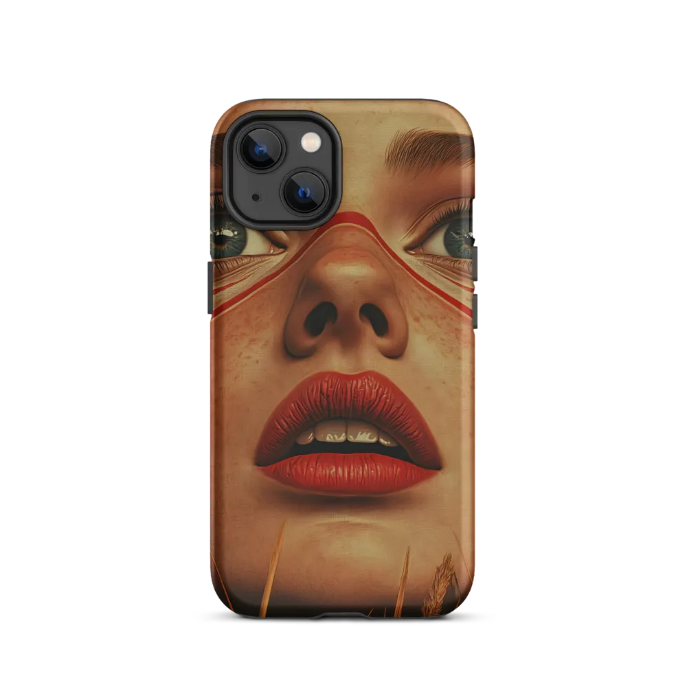 Realistic Digital Portrait with Bold Red Elements | Phone Case
