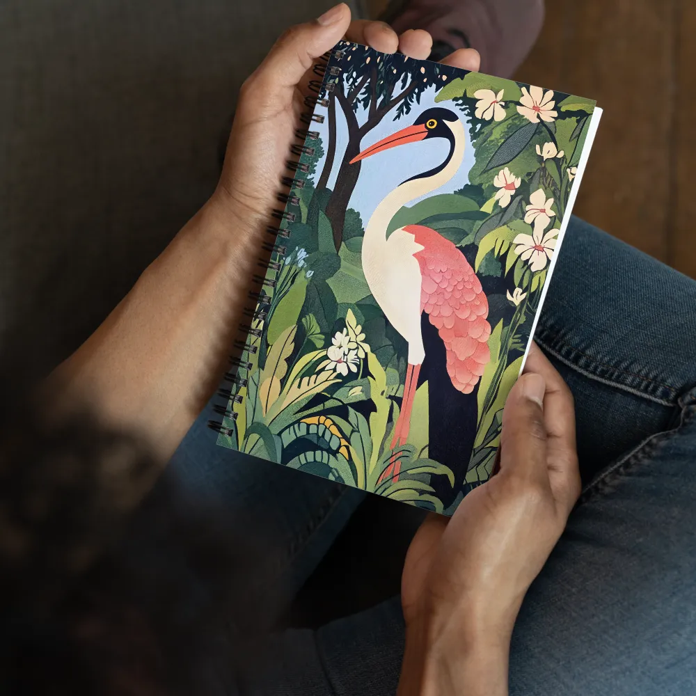 Heron in Tropical Foliage 
 Spiral Notebook | 140 pages