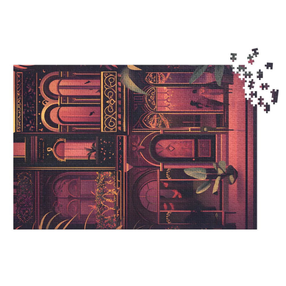 Nightfall in the Urban Oasis 
 Jigsaw Puzzle in Tin Box