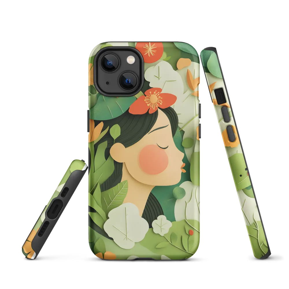 Woman's Profile Surrounded by Nature | Phone Case