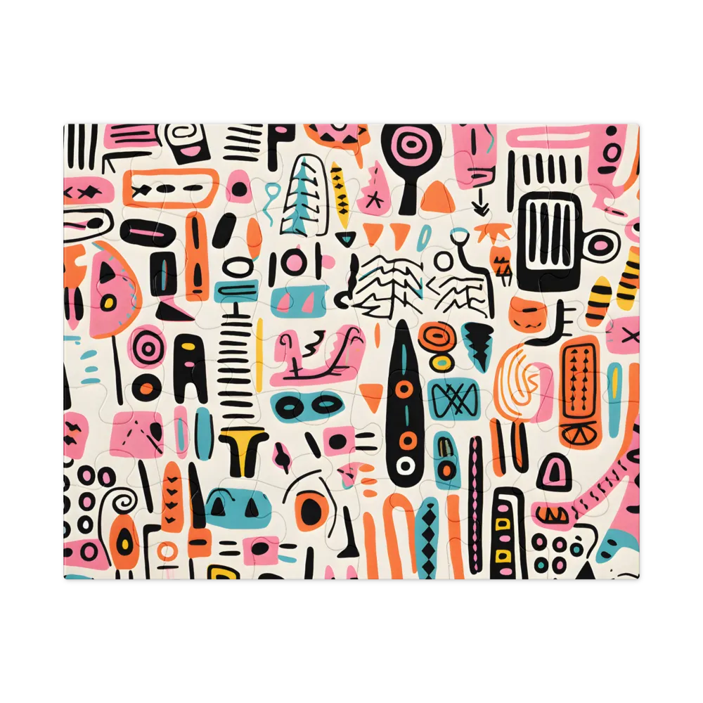 Padrão Abstrato Doodle Memphis 
 Puzzle em caixa de metal