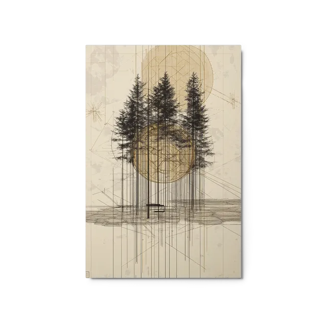 Geometric Forest Blueprint | Art Print