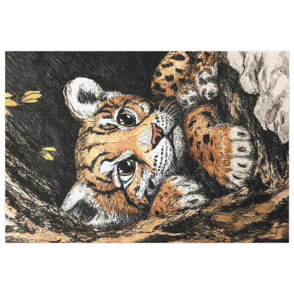 Leopard Cub Peeking from Tree | Jigsaw Puzzle (252/520 pieces)