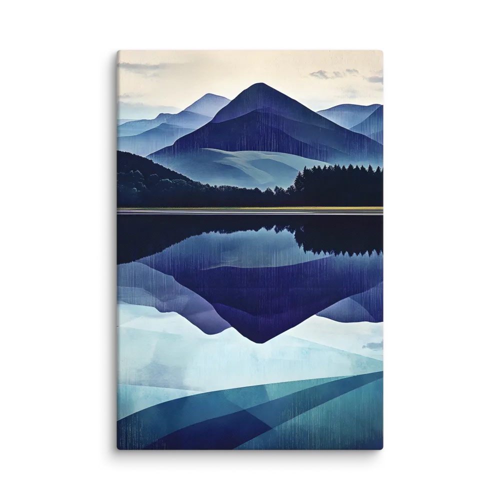 Serene Mountain Reflection 
 Canvas with White Frame