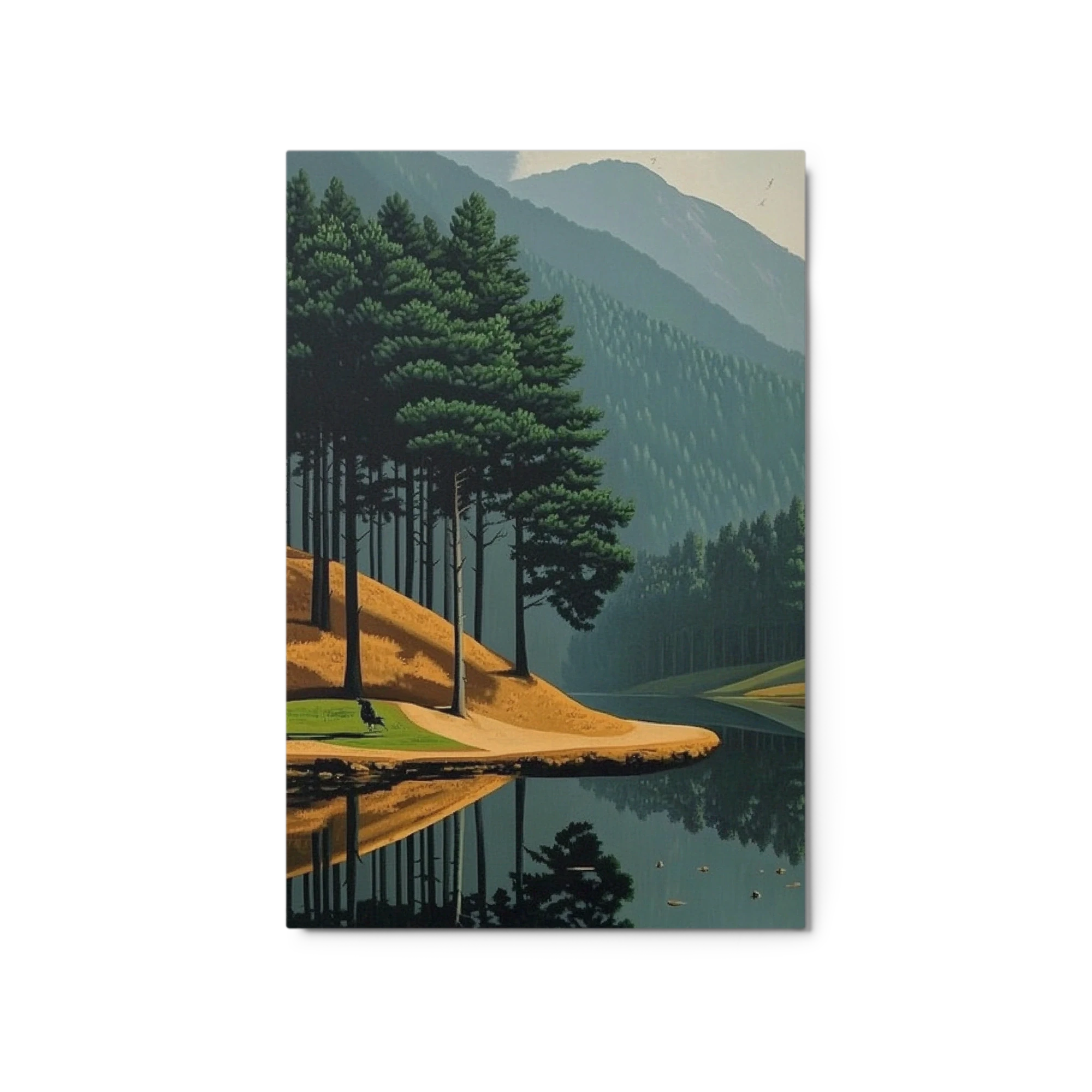 Serene Landscape with Lake and Pines