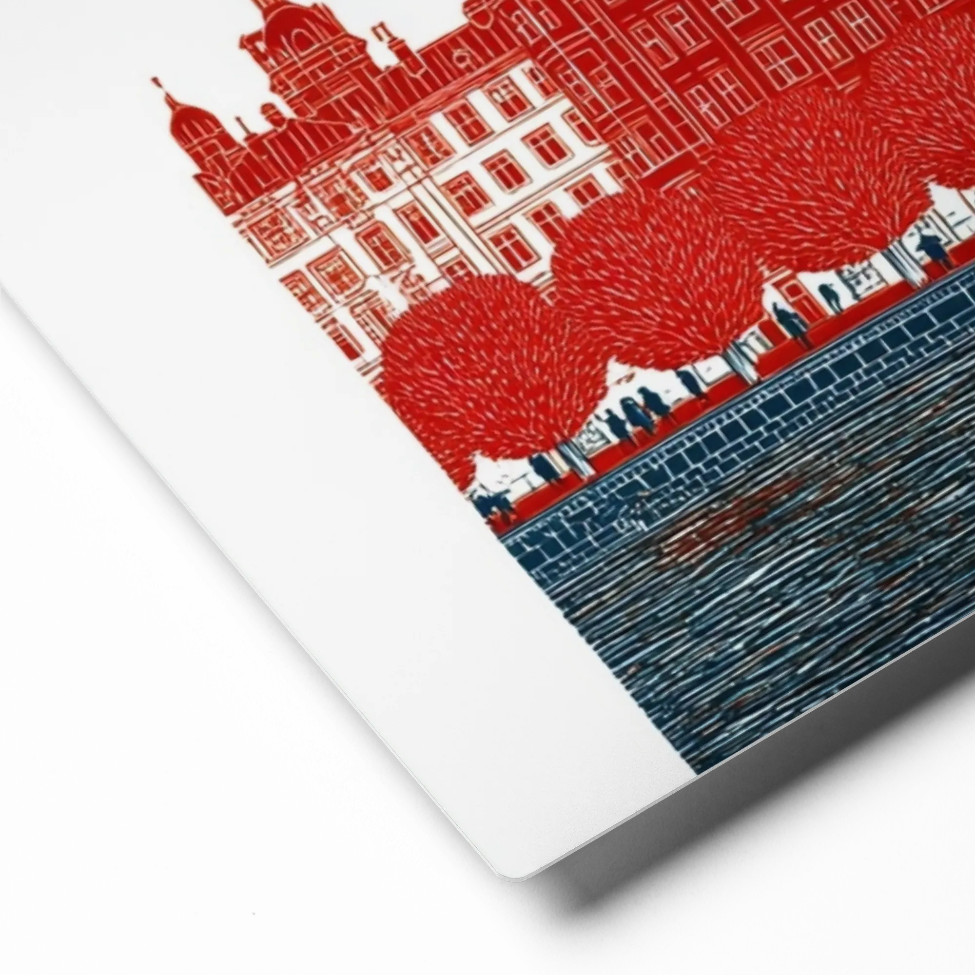 Red Trees and Waterfront City | Art Print