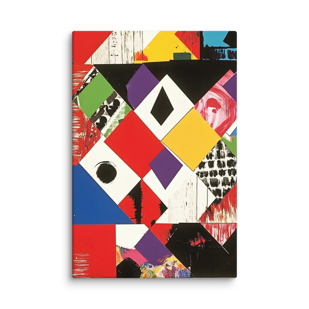 Vibrant Geometric Collage 
 Canvas with White Frame