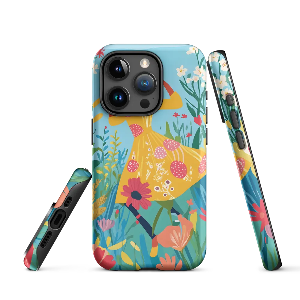 Woman in Yellow Dress Among Flowers | Phone Case