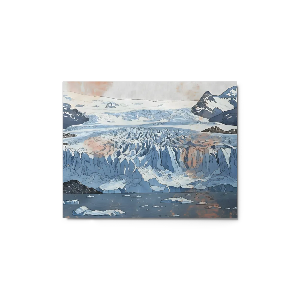 Peach Glacier Ukiyo-e 
 Canvas with White Frame