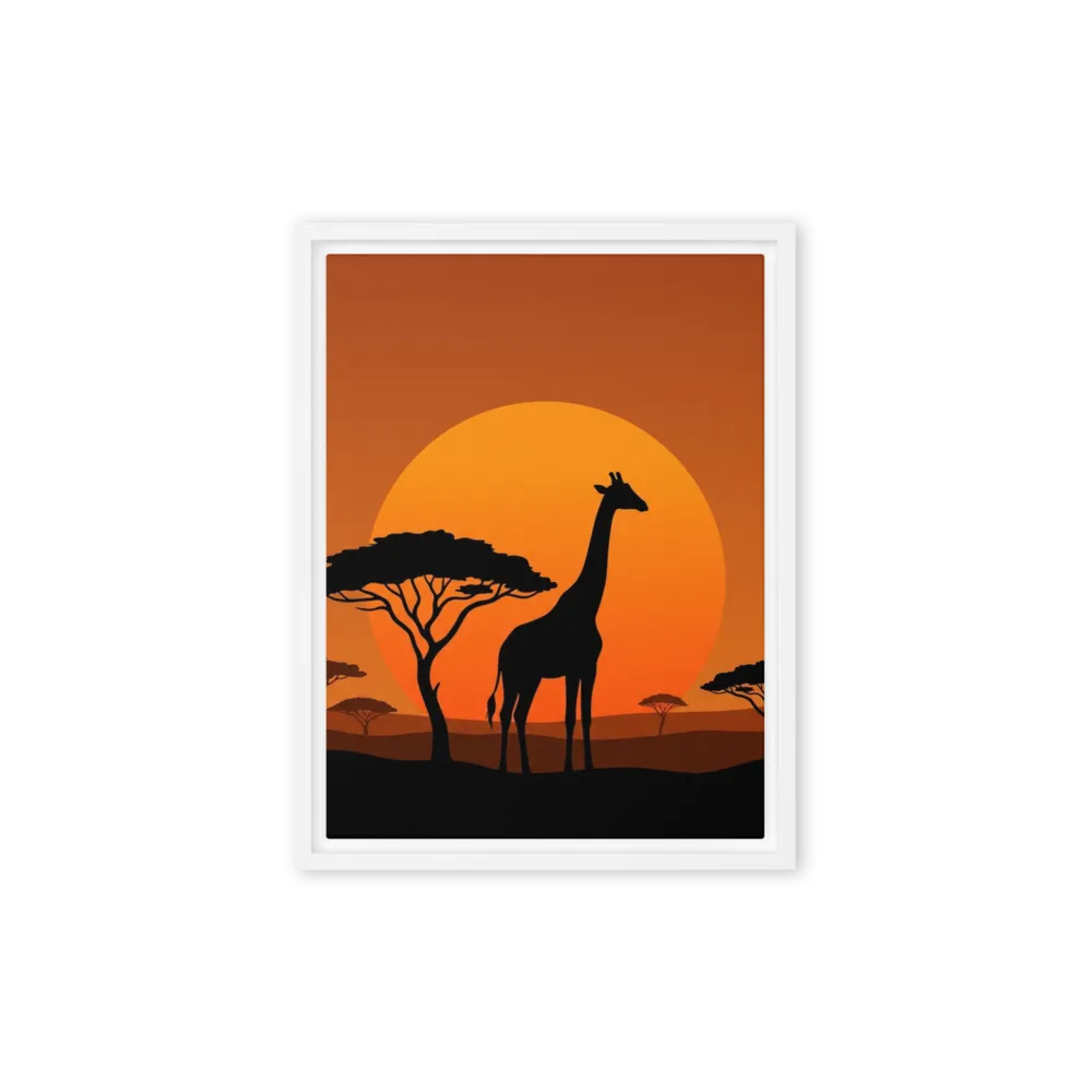 Savannah Sunset Giraffe 
 Canvas with White Frame
