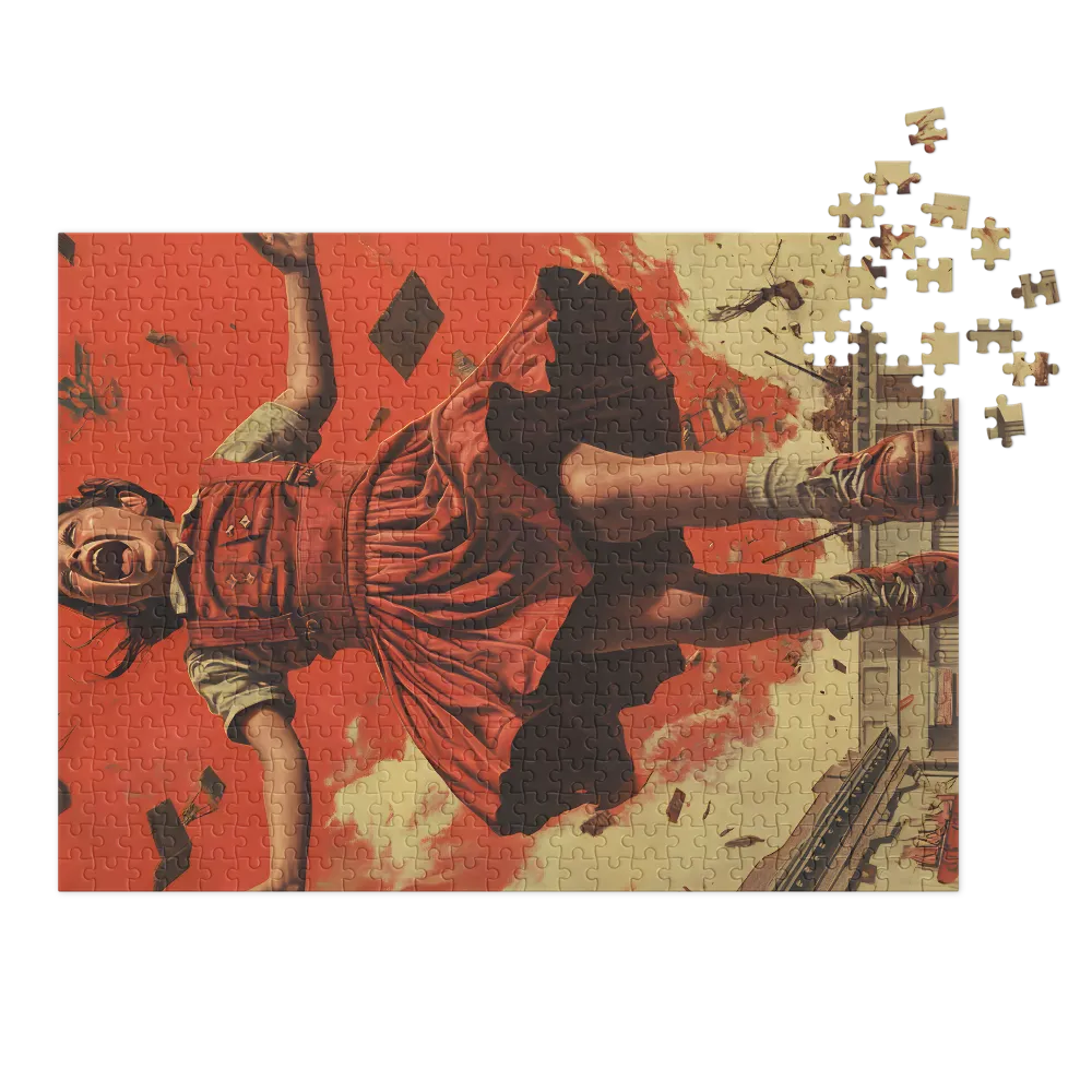 Surreal Girl in Red Dress