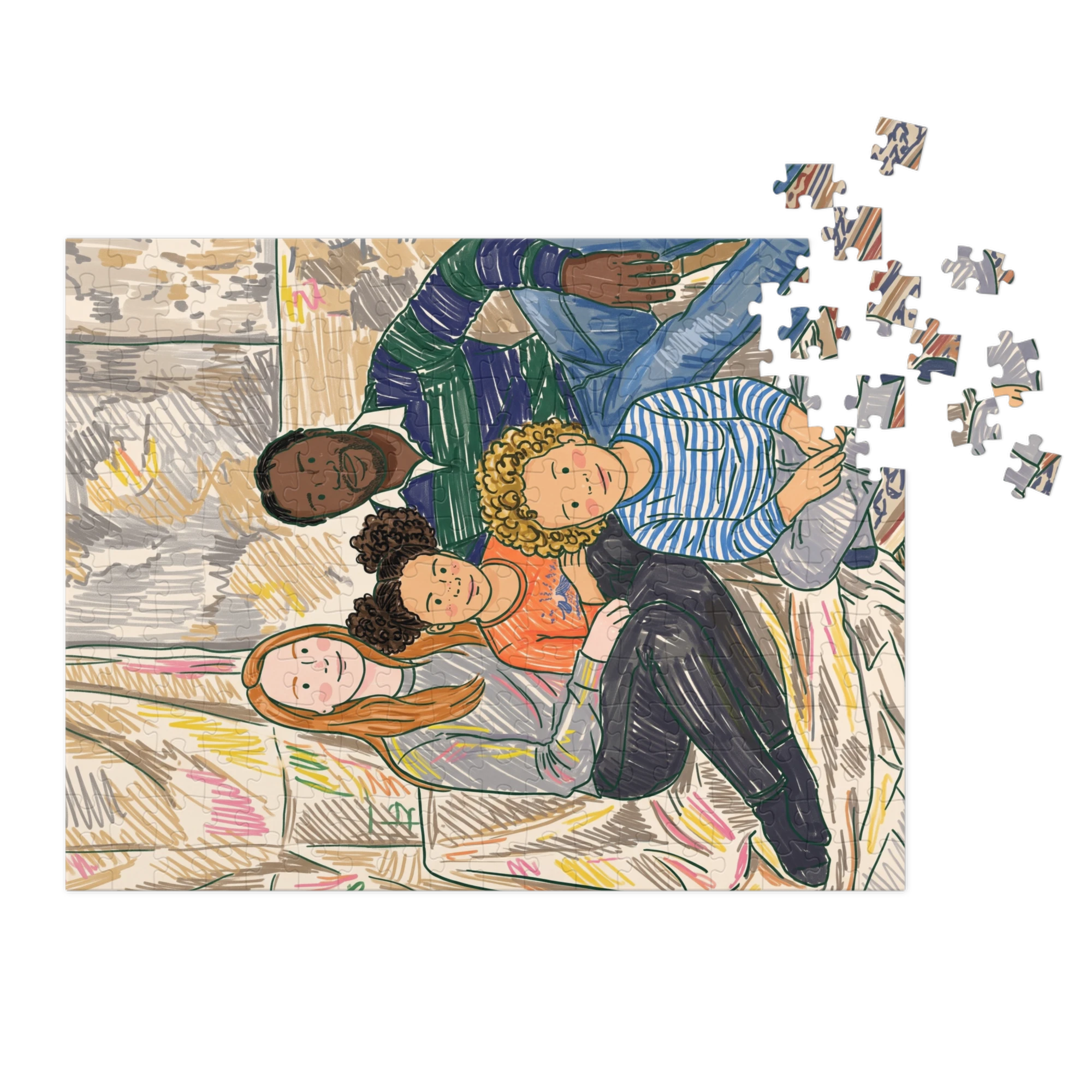 Family Portrait Puzzle — Rainbow Scribble