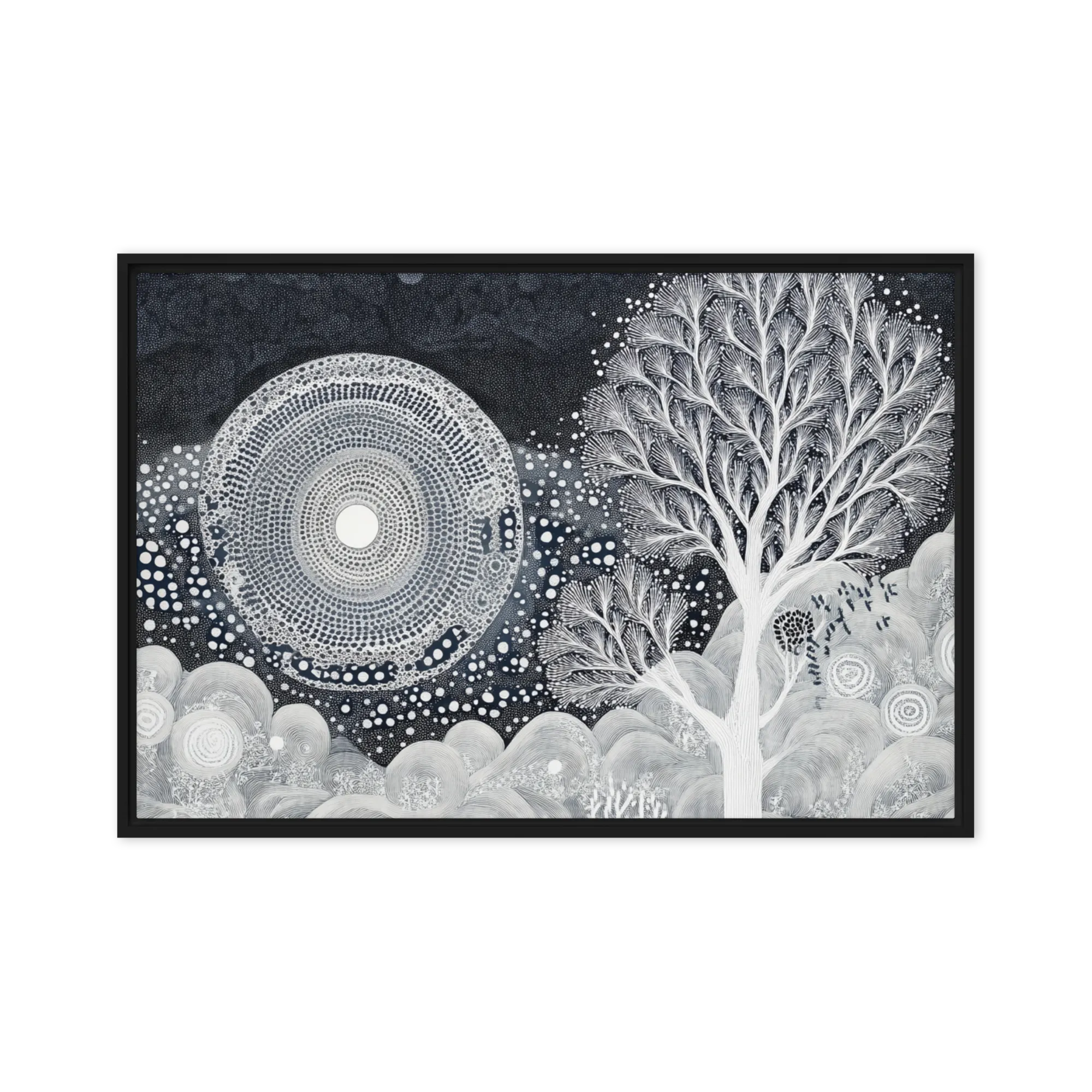 Lunar Solitude 
 Canvas with White Frame