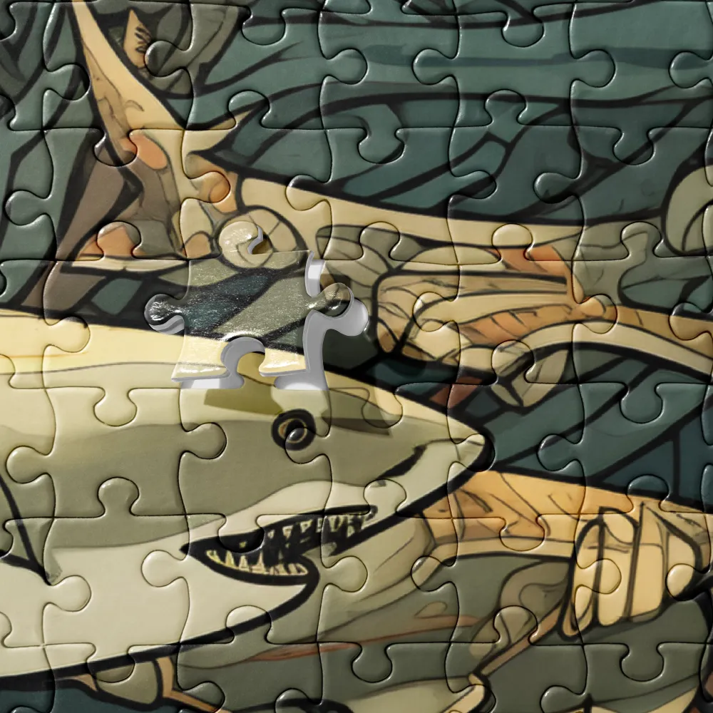 Art Nouveau Shark Pattern 
 Jigsaw Puzzle
