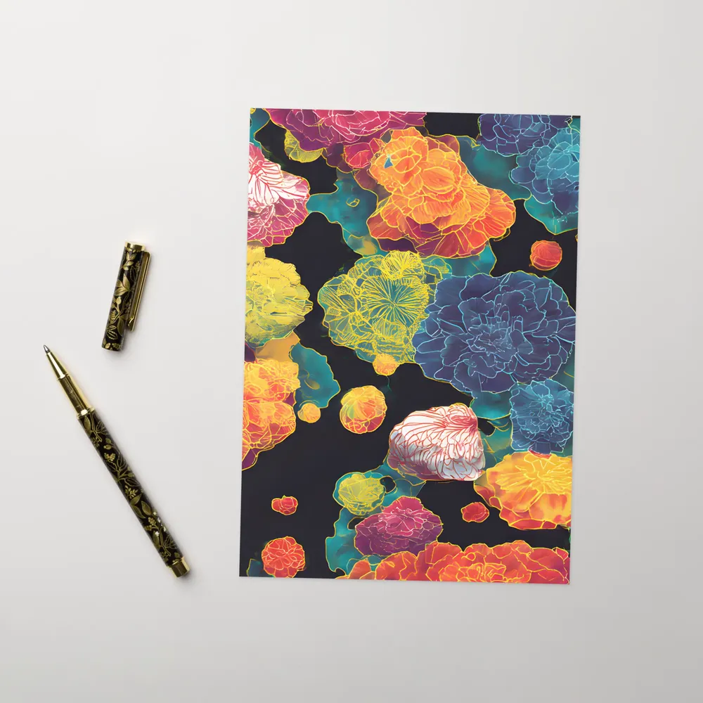 Neon Peony Tapestry | Greeting Card | 5″×7″