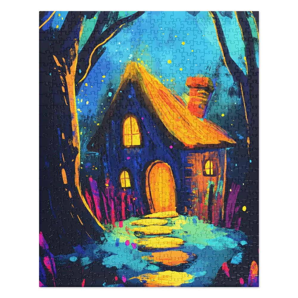 Enchanted Forest Dwelling 
 Jigsaw Puzzle in Tin Box