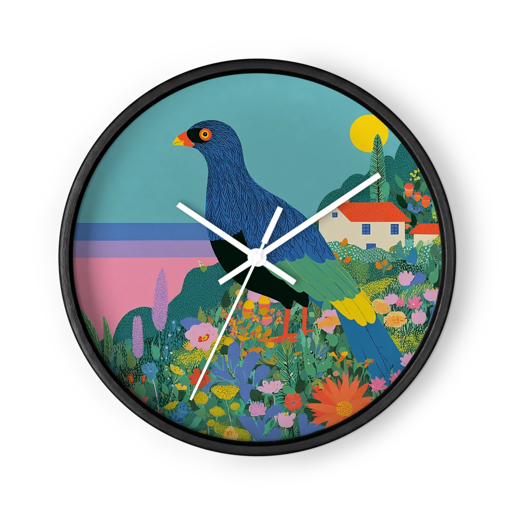 Blue Bird in Flower Field