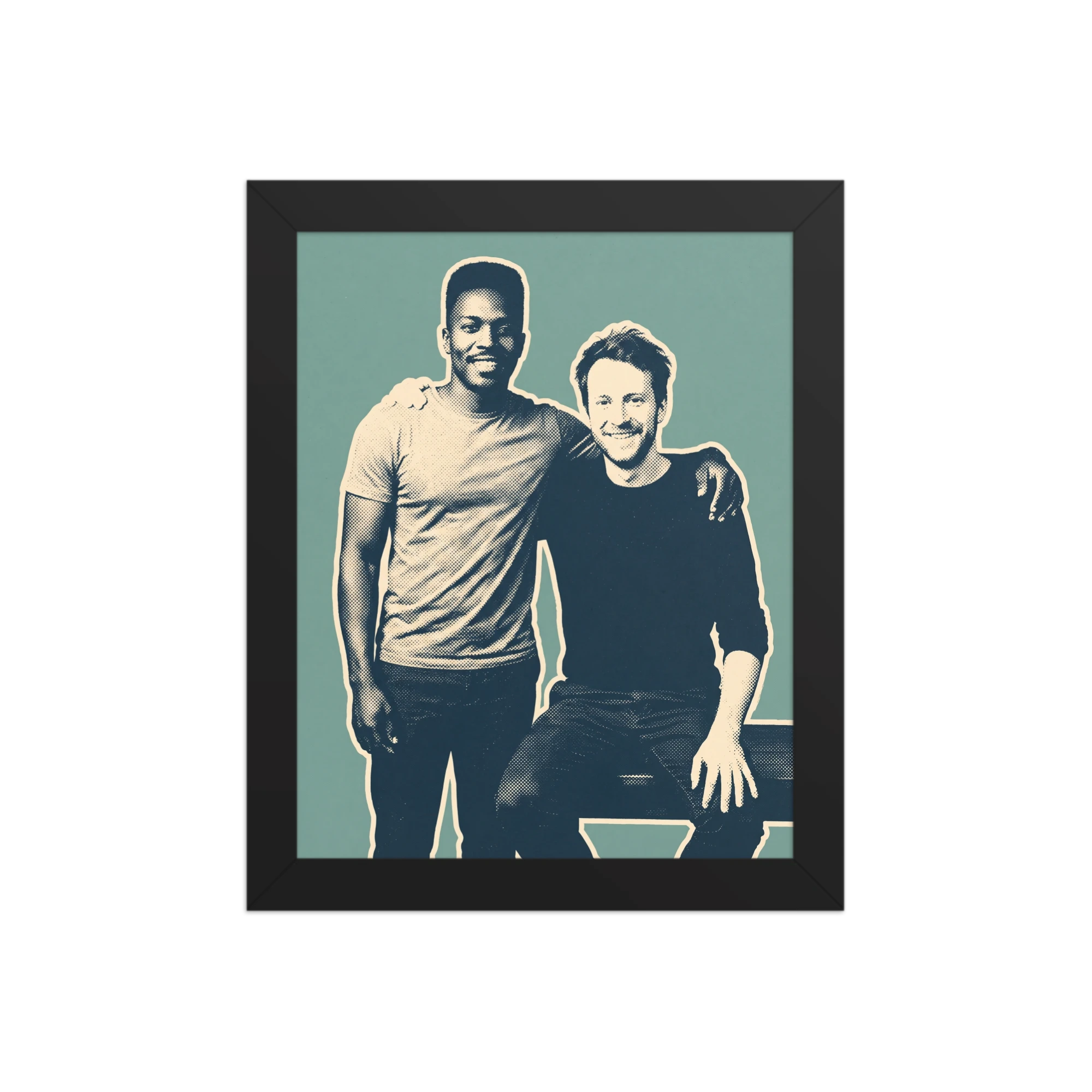 Duotone Screenprint Couple Portrait — example