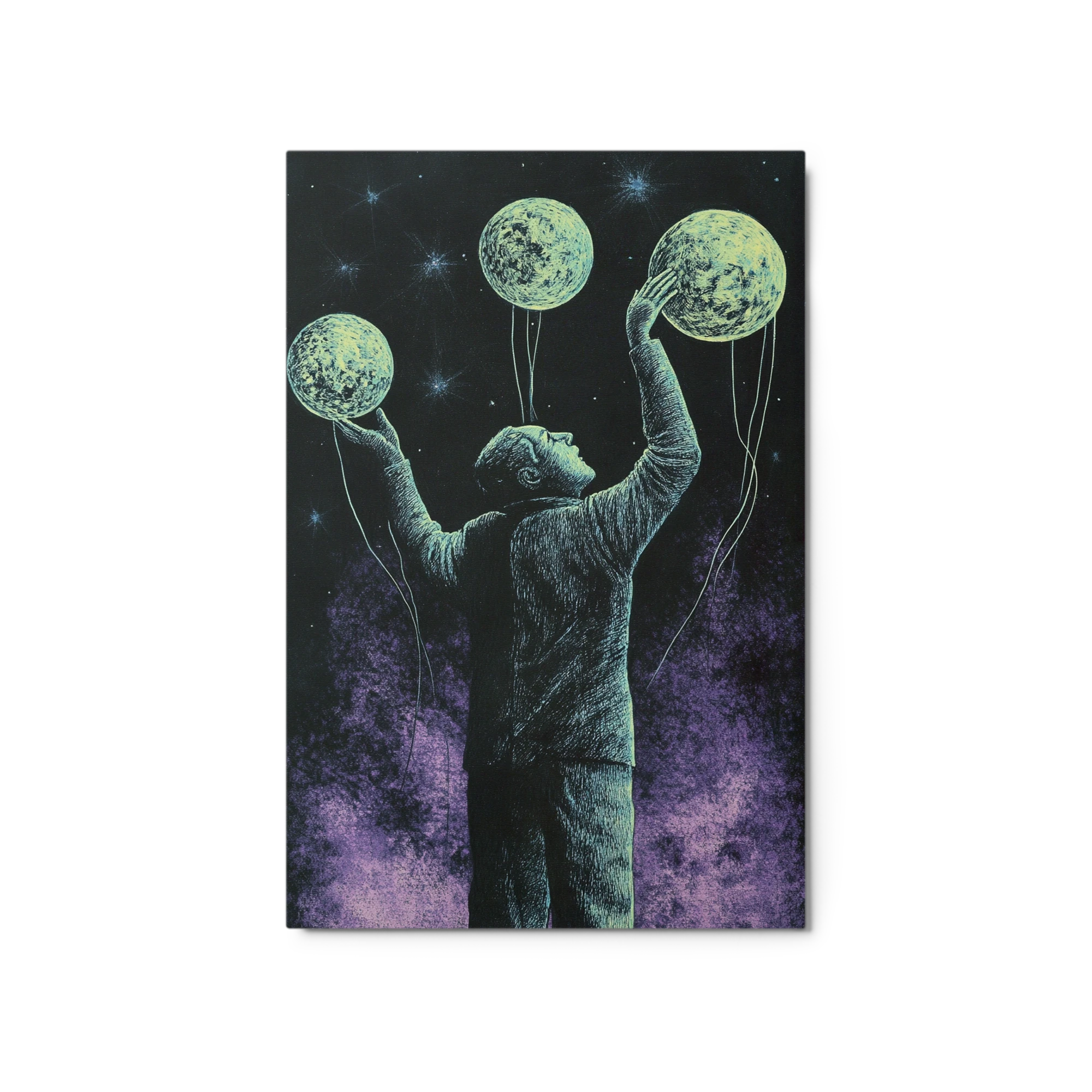 Man Holding Moon Balloons