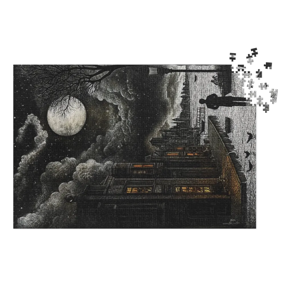 Night Landscape with Moon and Cityscape | Jigsaw Puzzle (252/520 pieces)