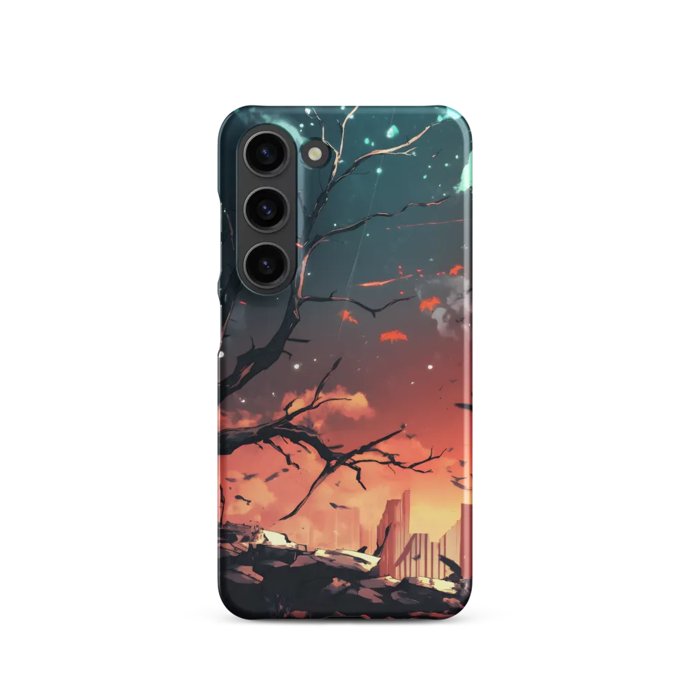 Surreal Digital Landscape with Tree and Ruins | Phone Case