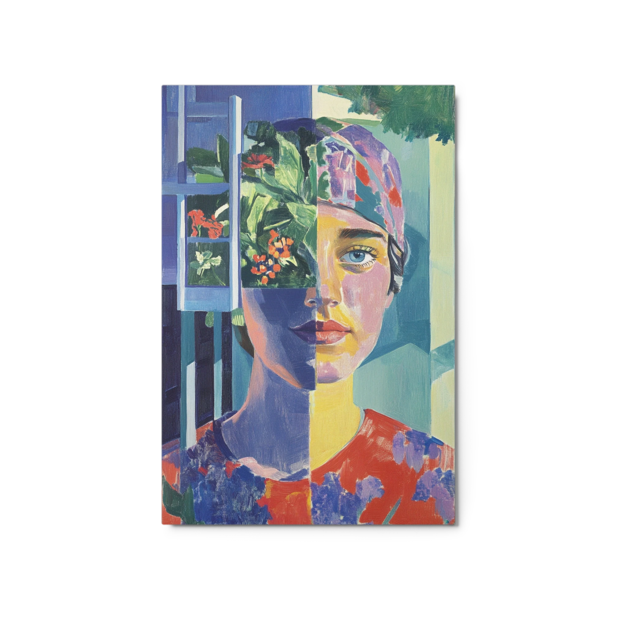 Modernist Portrait with Botanical Elements