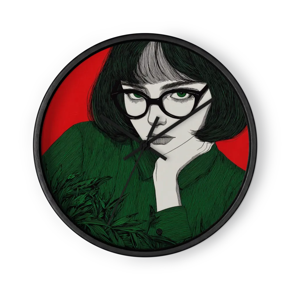 Woman in Green and Red | Wall Clock