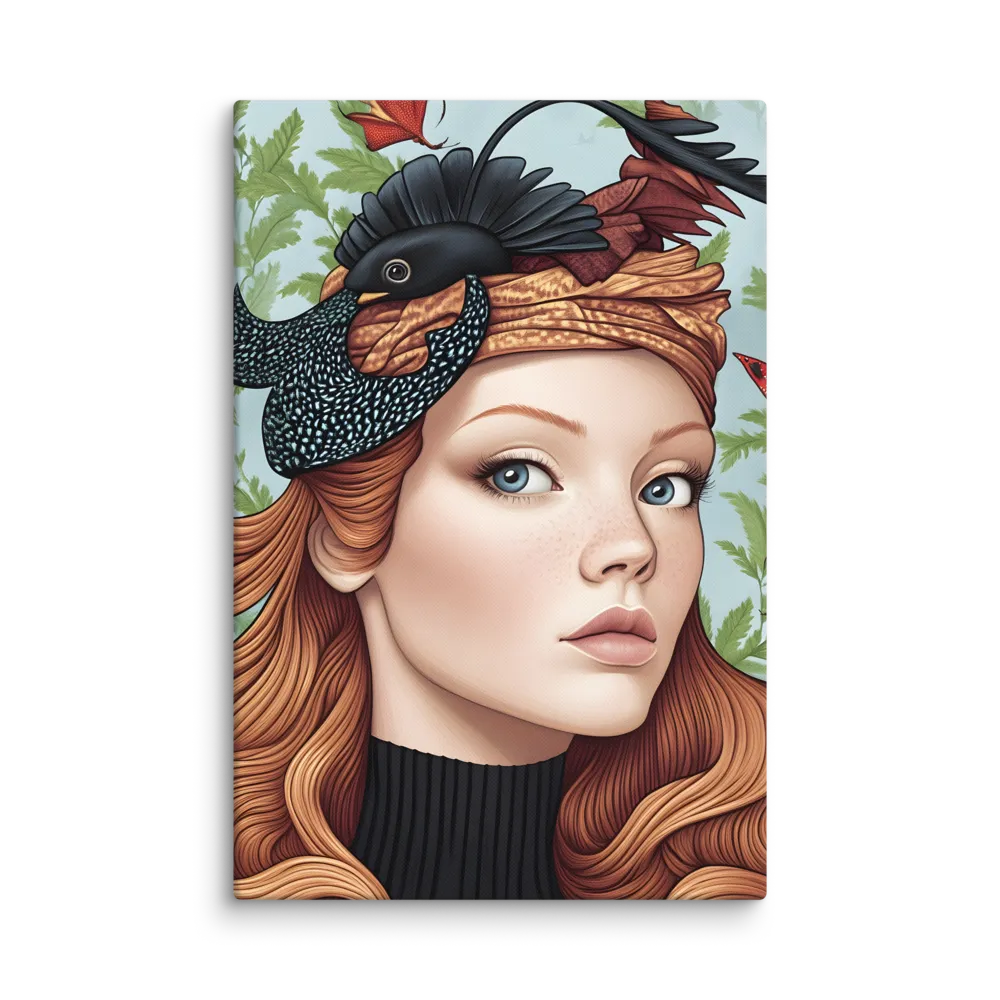 Feathered Reverie 
 Canvas with White Frame