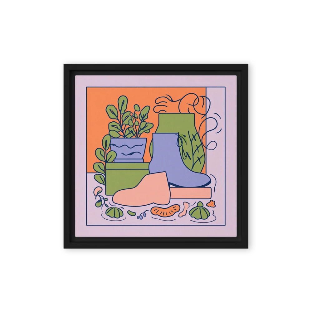 Botanical Still Life with Boots | Art Print